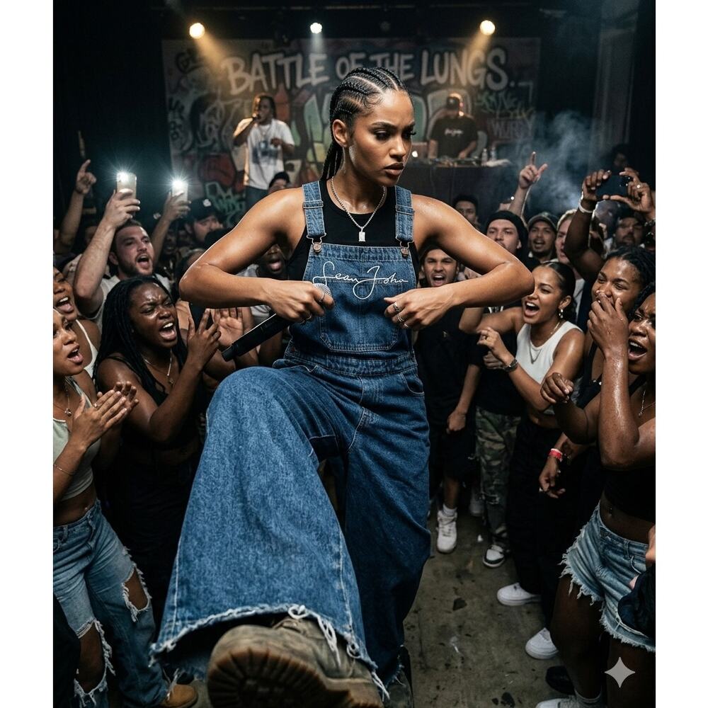 Misguided Sean John Baggy Boyfriend Wide Leg Denim Overalls Y2K Skater US Size 8
